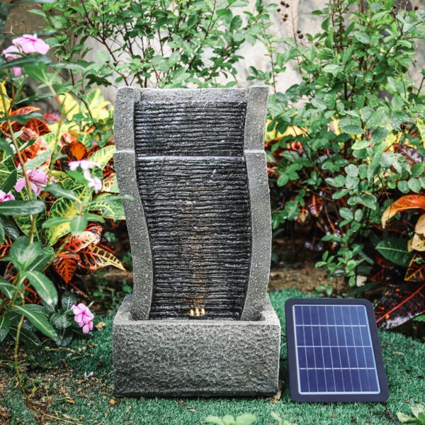 Slate Effect Modern Waterfall Ornament Garden Water Feature Cascading Tiered Water