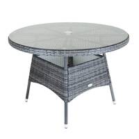 4 Seater Round Rattan Dining Table – Grey