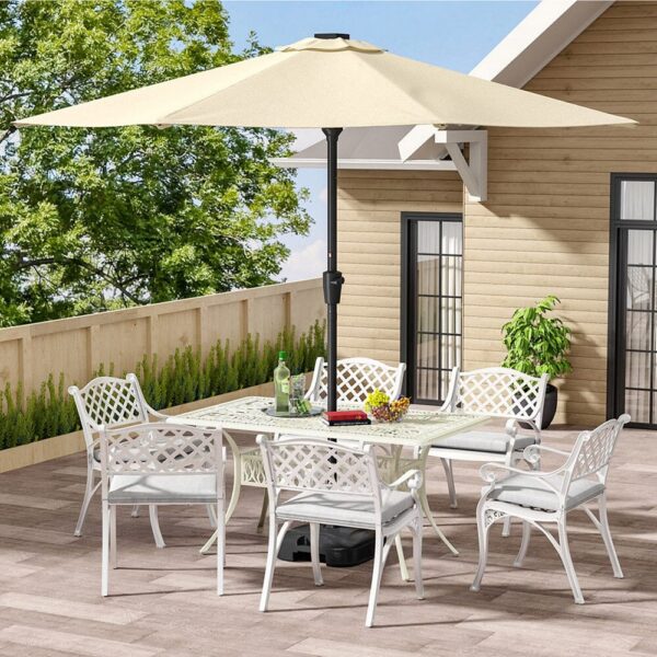 4/6 Seater Aluminium Garden Dining Set with Parasol Hole