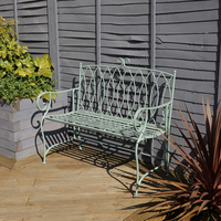 Decorative Wrought Iron Bench - Sage Green