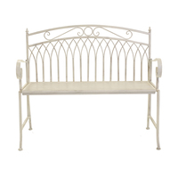 Wrought Iron Feminine Bench - Antique White