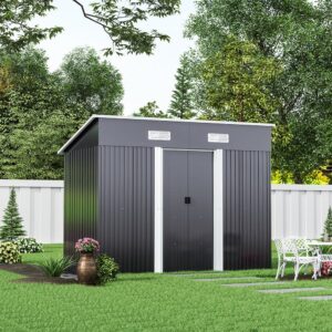 4′ x 6′ ft / 4′ x 8′ ft Garden Shed with Skillion Roof Top Steel