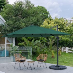 Light Grey 3 x 3 m Square Cantilever Parasol Outdoor Hanging Umbrella for Garden and Patio