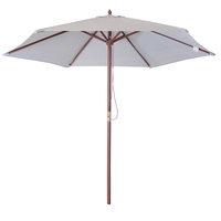 2.4M Wooden Garden Parasol - Light Grey