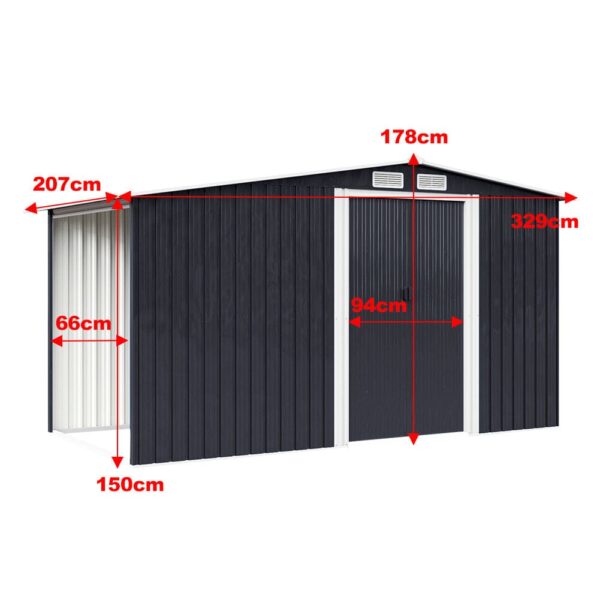 329cm W Garden Metal Storage Shed with Log Storage