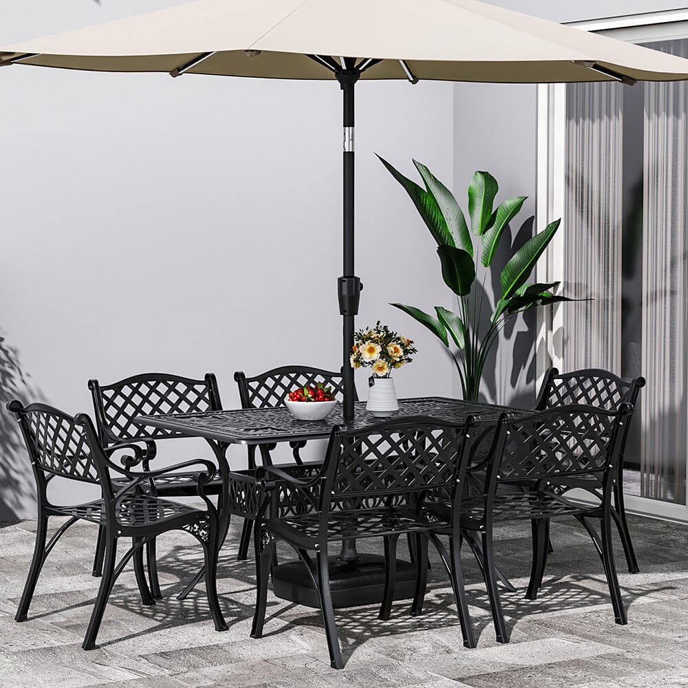 4/6 Seater Aluminium Garden Dining Set with Parasol Hole