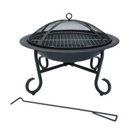 56cm Round Outdoor Garden Patio Fire Pit Heater Open Bowl Black