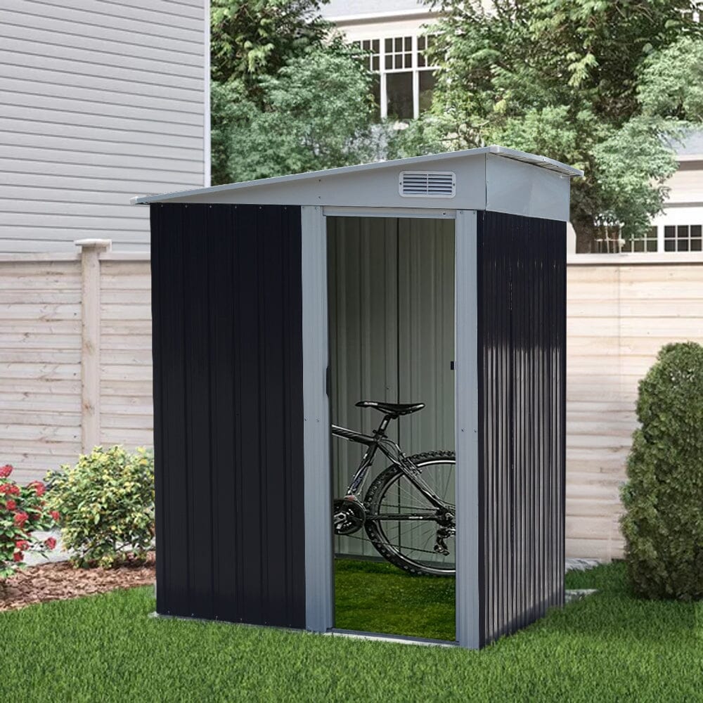 5X7FT Sliding Door Pent Roof Garden Tool Shed Outdoor Patio Storage House