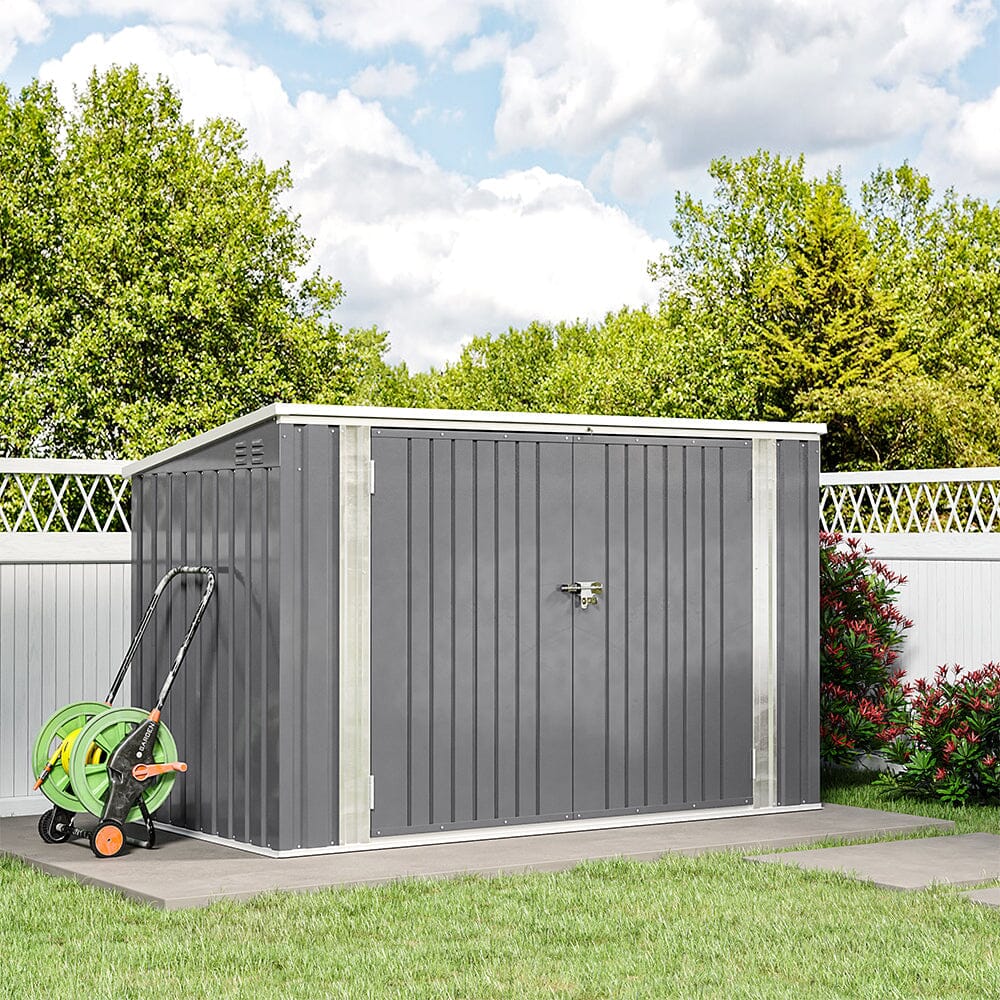 6/7ft Lockable Steel Garden Metal Junk/Bike Storage Shed Green/Black/Grey