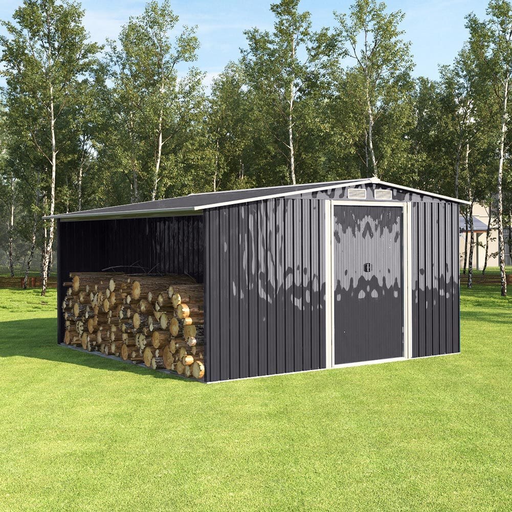 8 ft H Steel Garden Storage Bike Shed with Gable Roof Top Air Circulation Design