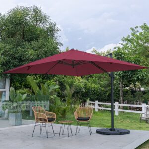 Light Grey 3 x 3 m Square Cantilever Parasol Outdoor Hanging Umbrella for Garden and Patio