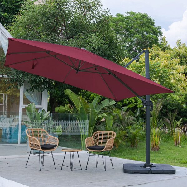 Light Grey 3 x 3 m Square Cantilever Parasol Outdoor Hanging Umbrella for Garden and Patio