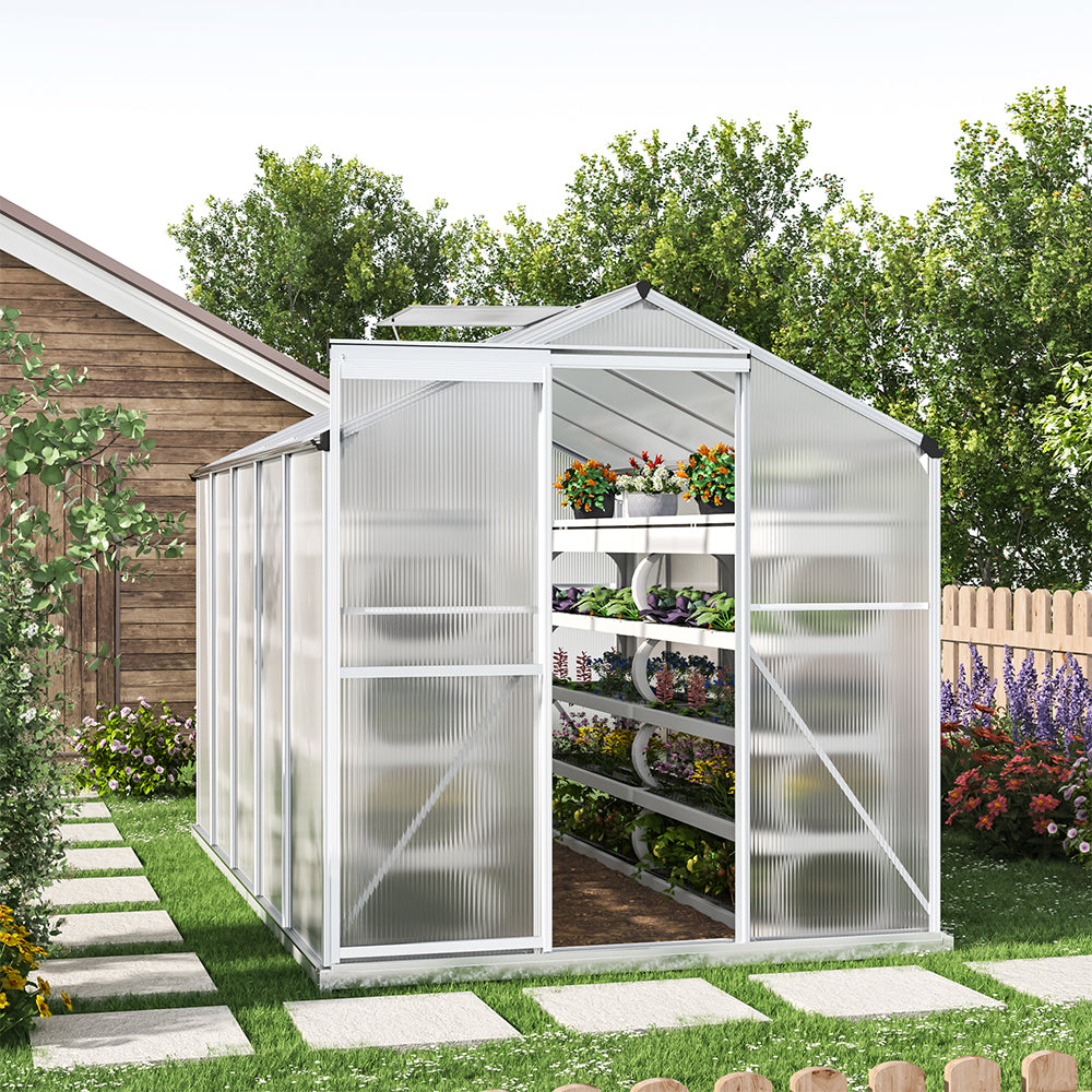 Living and Home Silver Aluminum Framed 6x6 Greenhouse with Vent