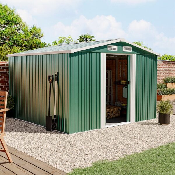 Waterproof 6x8/8x8/10x8ft Metal Shed with Gable Roof Charcoal/Green